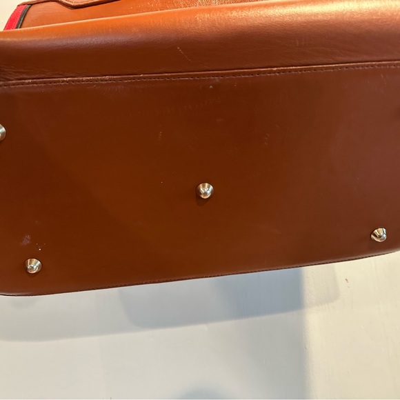 Lorenzo Martinez Brown Leather Handbag with Red Accents - Picture 11 of 11